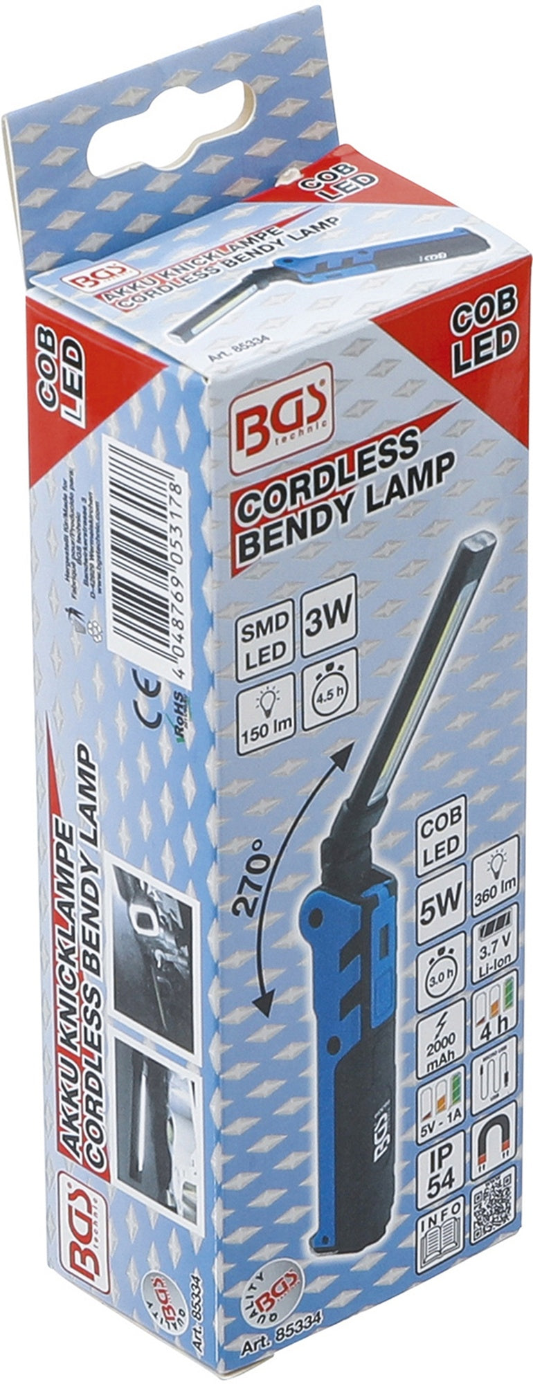 BGS 85334 Akku Knicklampe mit COB-LED Taschenlampe 5 Watt