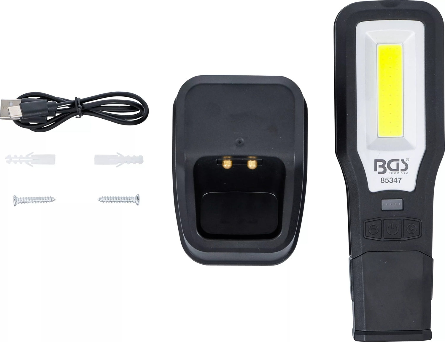 BGS 85347 COB LED Arbeitsleuchte klappbar mit Ladestation Magnet Haken