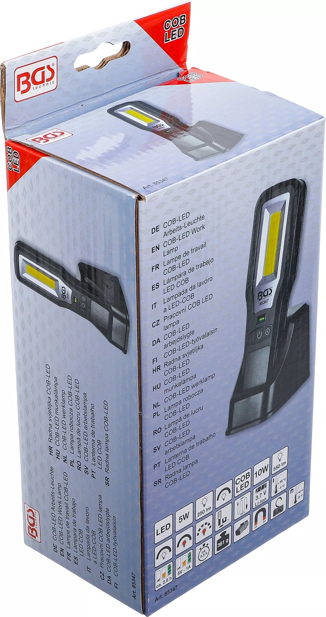 BGS 85347 COB LED Arbeitsleuchte klappbar mit Ladestation Magnet Haken