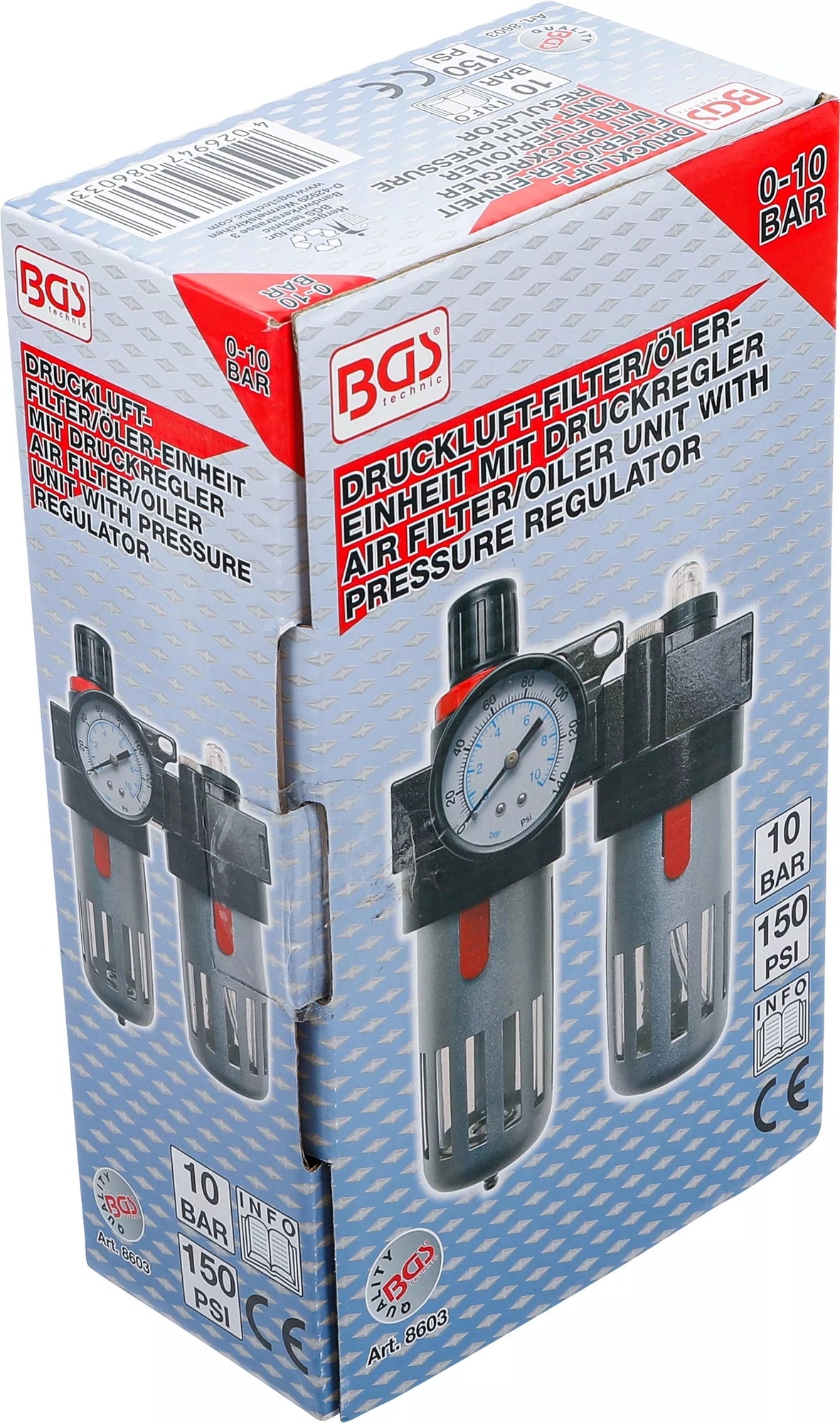 BGS 8603 Druckluft Filter & Öler Einheit mit Druckregler Wartungseinheit