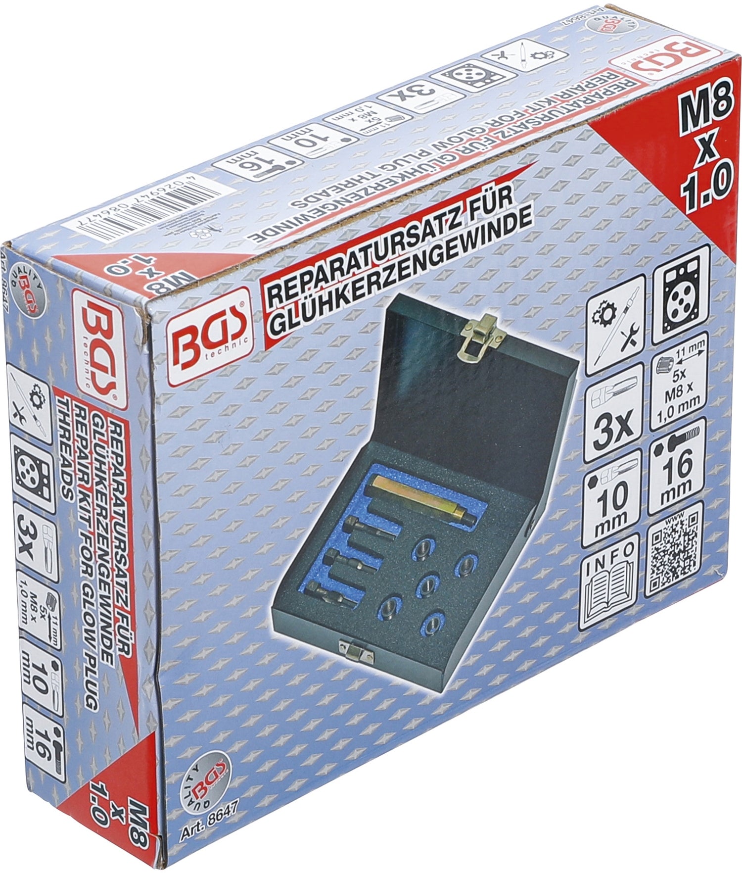 BGS 8647 Reparatursatz für Glühkerzengewinde M8 x 1,0mm