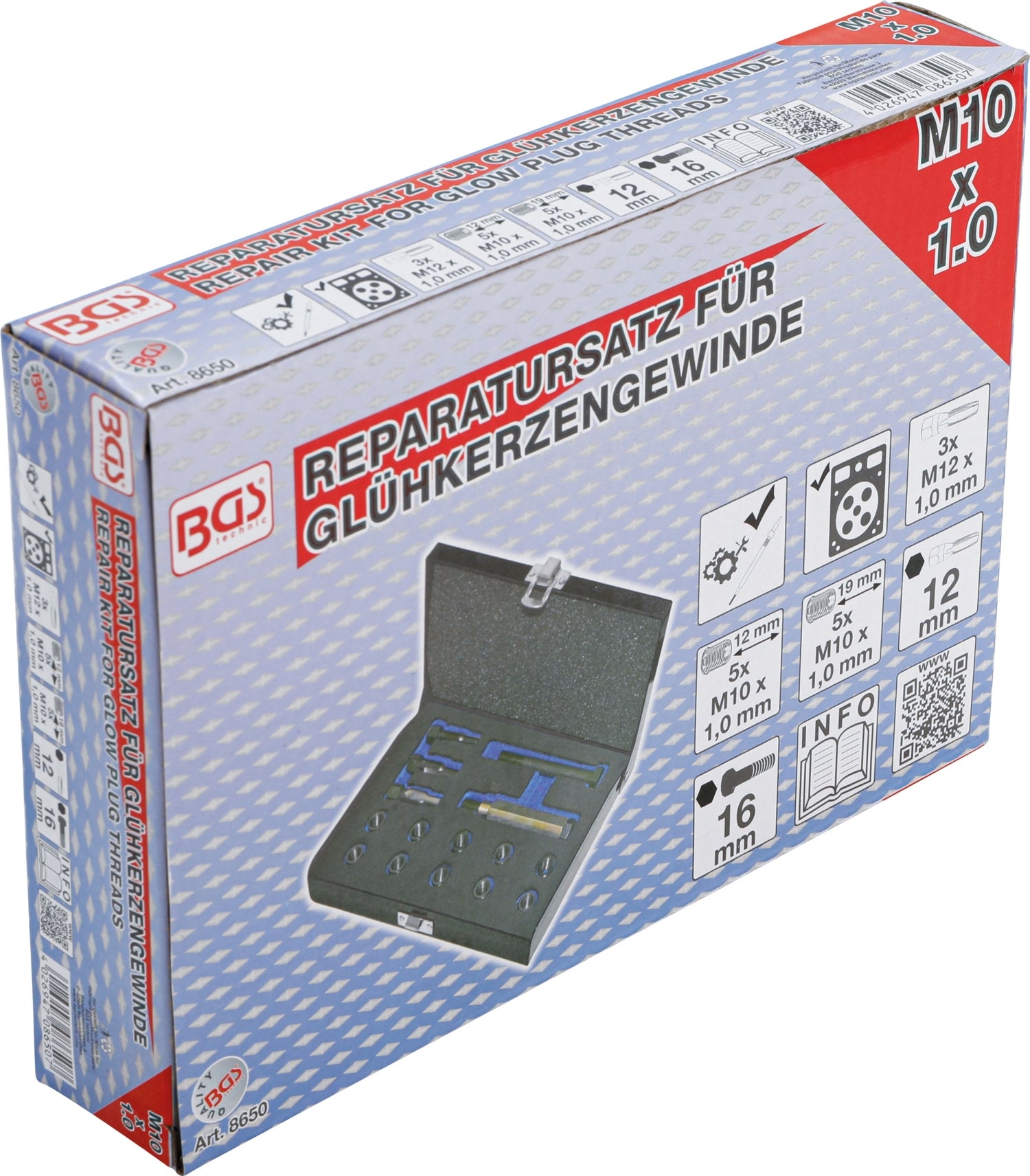 BGS 8650 Satz Reparaturwerkzeug für Glühkerzengewinde M10 x 1,0mm