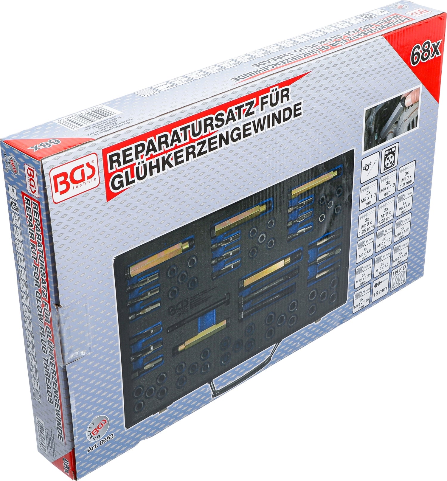 BGS 8653 Reparatursatz für Glühkerzengewinde M8 M9 M10 M12