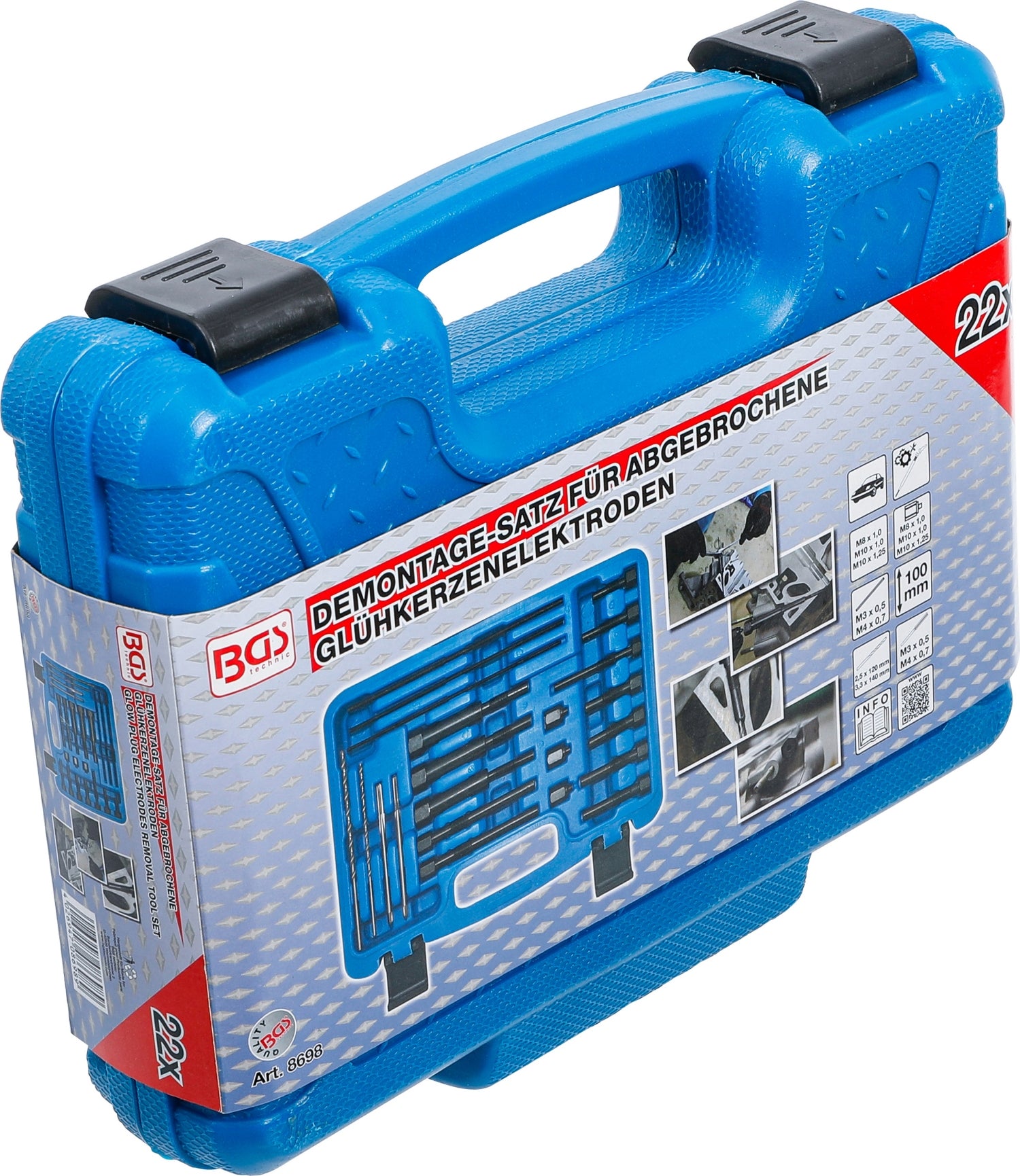 BGS 8698 Satz Demontagewerkzeug für abgebrochene Glühkerzenelektroden M8 M10