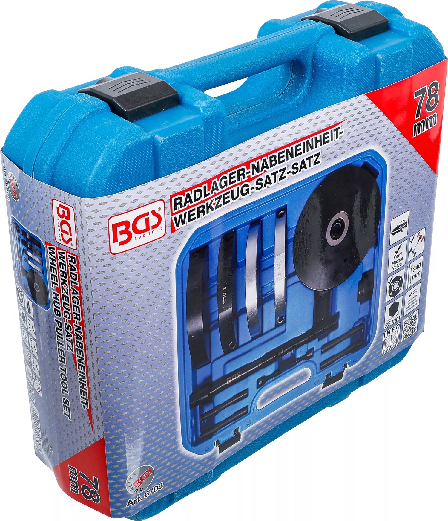 BGS 8708 Satz Werkzeug zum Erneuern der vorderen Radnaben Lagereinheit Ford Volvo Mazda Ø 78mm