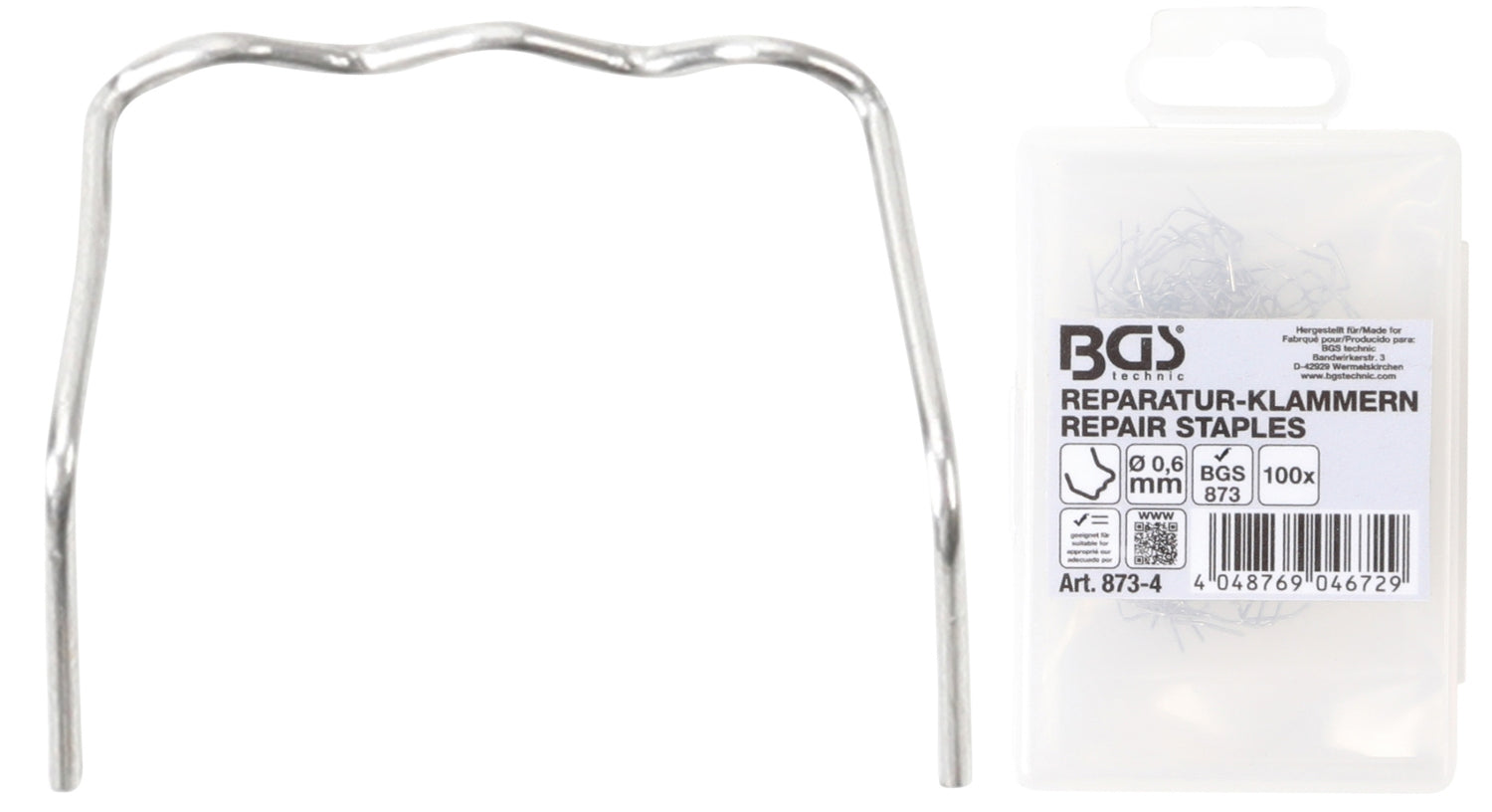 BGS 873-4 Reparatur Klammern L-Form Ø0,6mm 100 Stück für Kunststoffreparatur