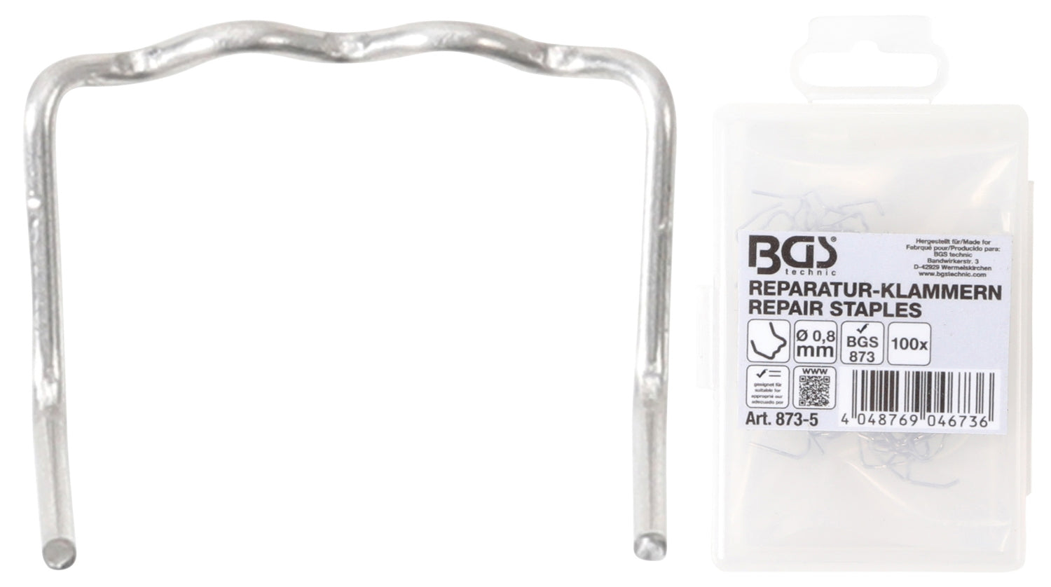 BGS 873-5 Reparatur Klammern L-Form Ø0,8mm 100 Stück für Kunststoffreparatur