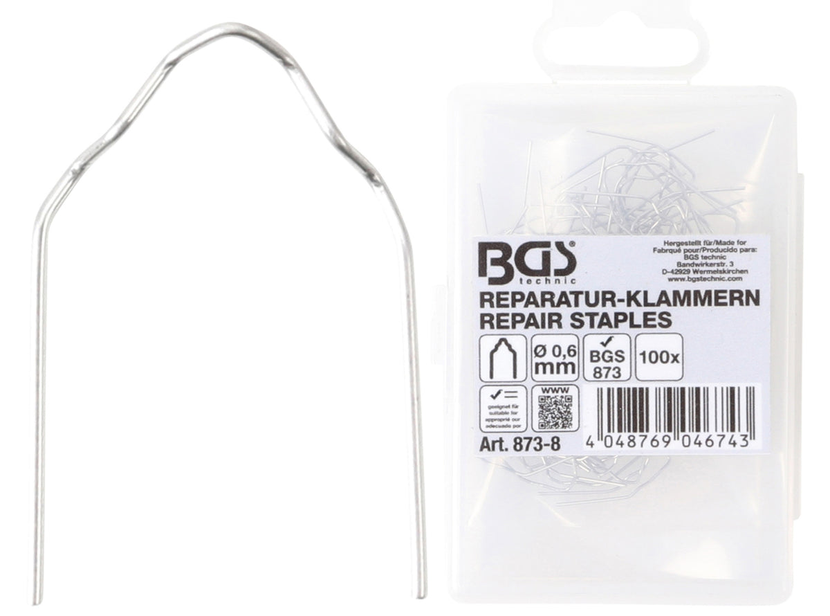 BGS 873-8 Reparatur Klammern V-Form Ø0,6mm 100 Stück für Kunststoffreparatur