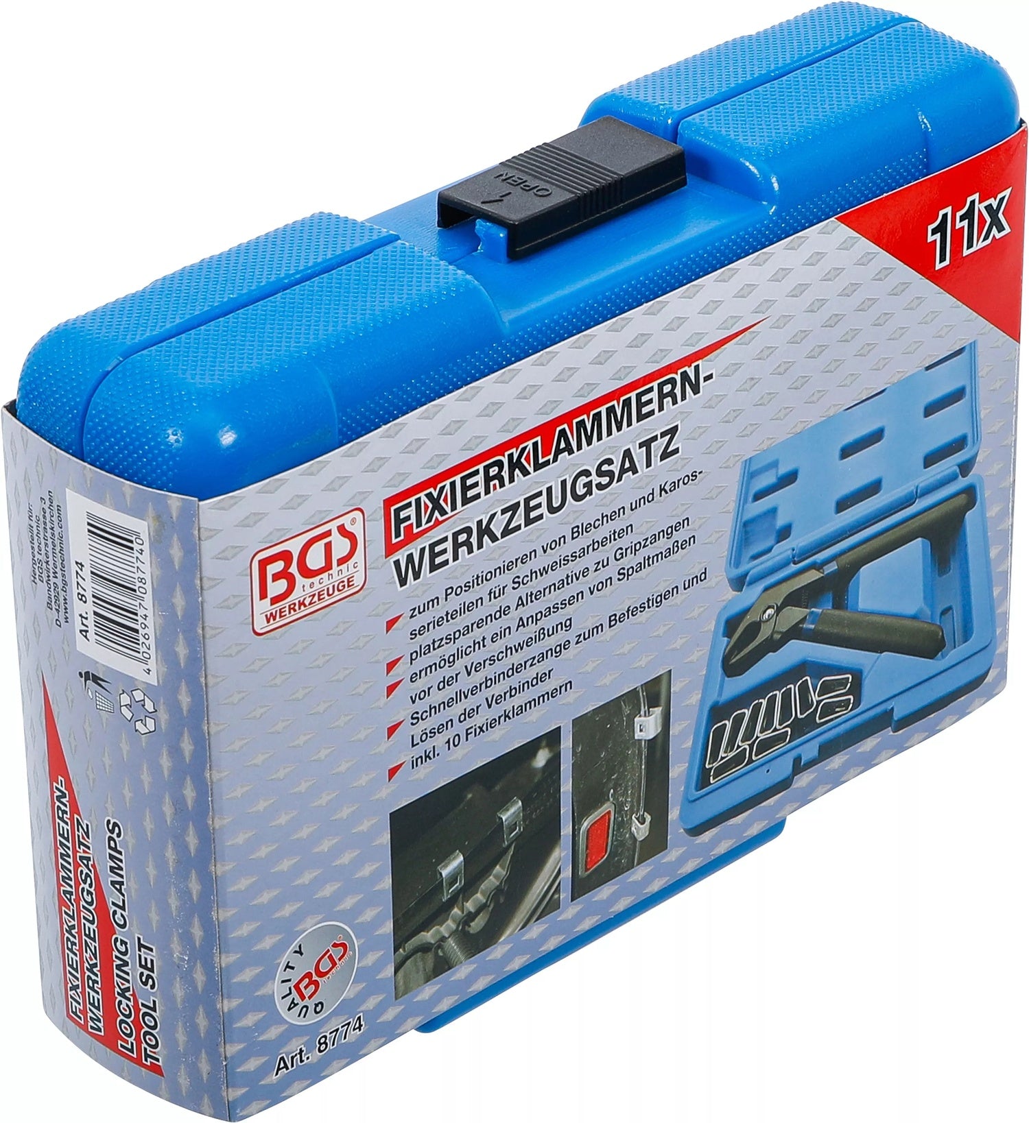 BGS 8774 Satz Fixierklammern mit Klammernzange 11 teilig
