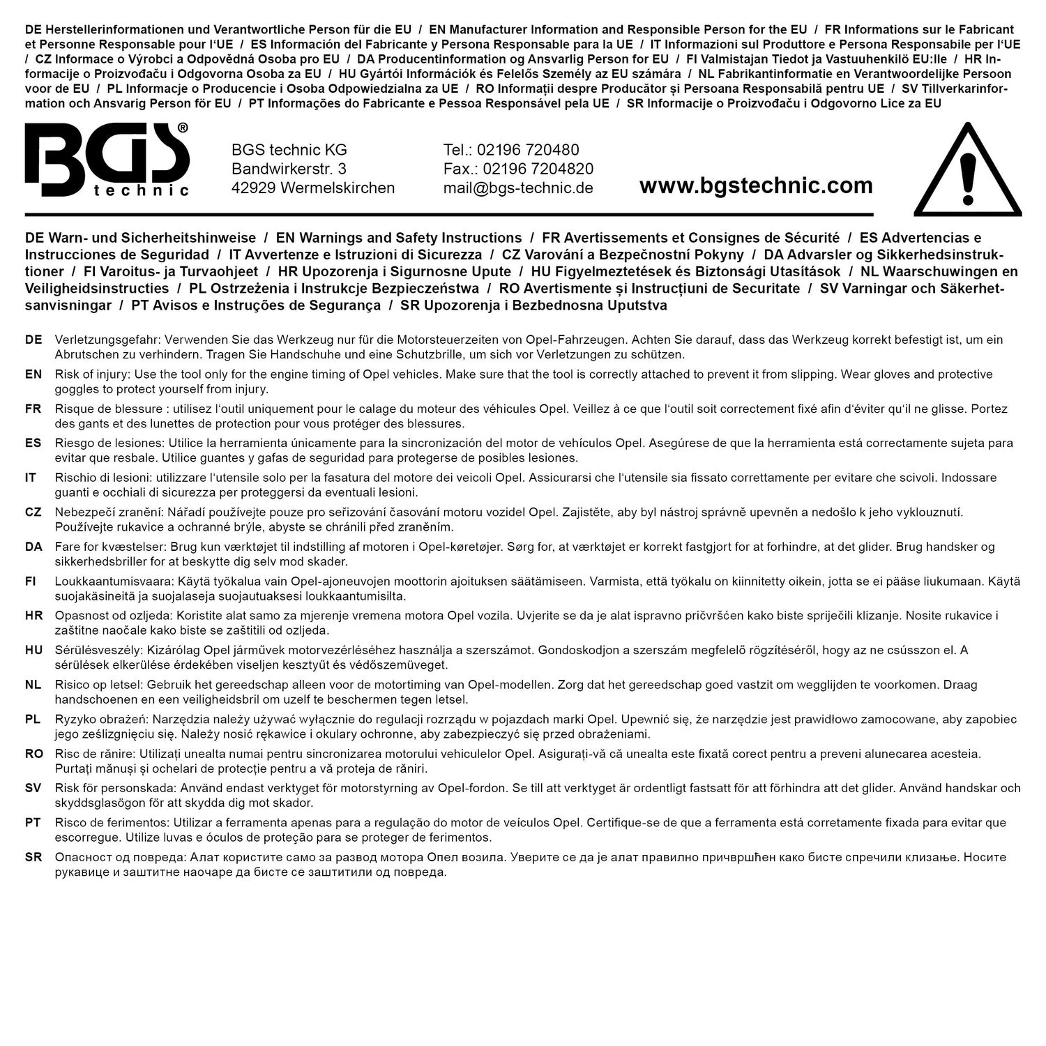 BGS 8785 Satz Einstellwerkzeug für Motor für Opel, GM 2.0L, 2.2L Ecotec Diesel