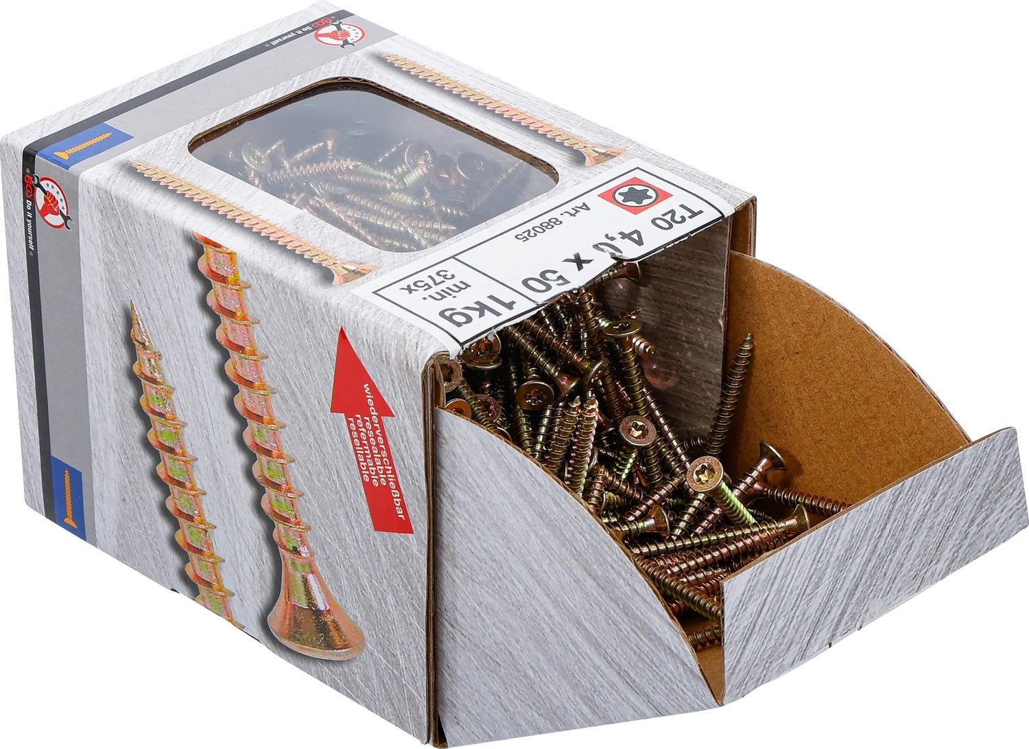 BGS DIY 88025 Mehrzweckschrauben T-Profil (für Torx) T20 4,0 x 50mm 375 Stück 1kg