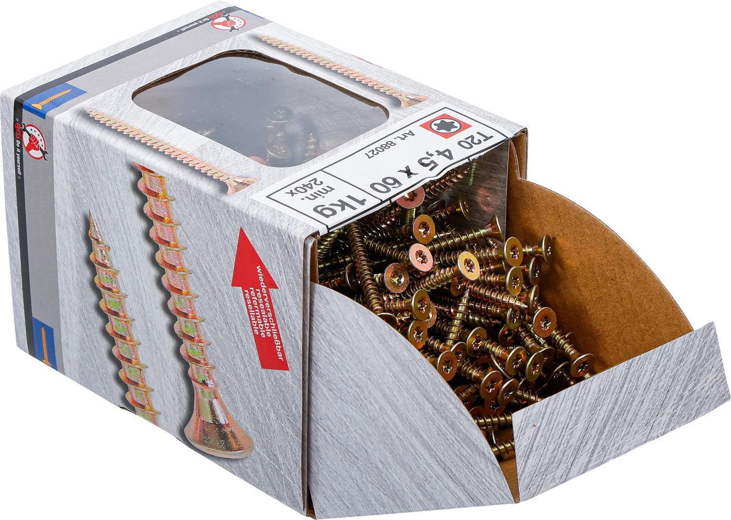 BGS DIY 88027 Mehrzweckschrauben T-Profil (für Torx) T20 4,0 x 60mm 240 Stück 1kg