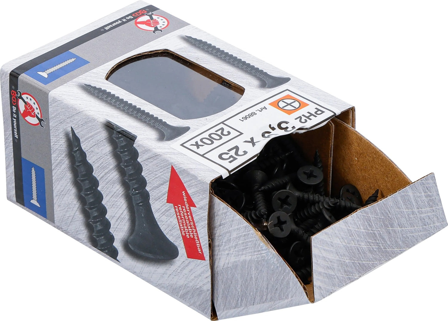 BGS DIY 88061 Schnellbauschrauben PH2 Feingewinde 3,9 x 25mm 200 Stück