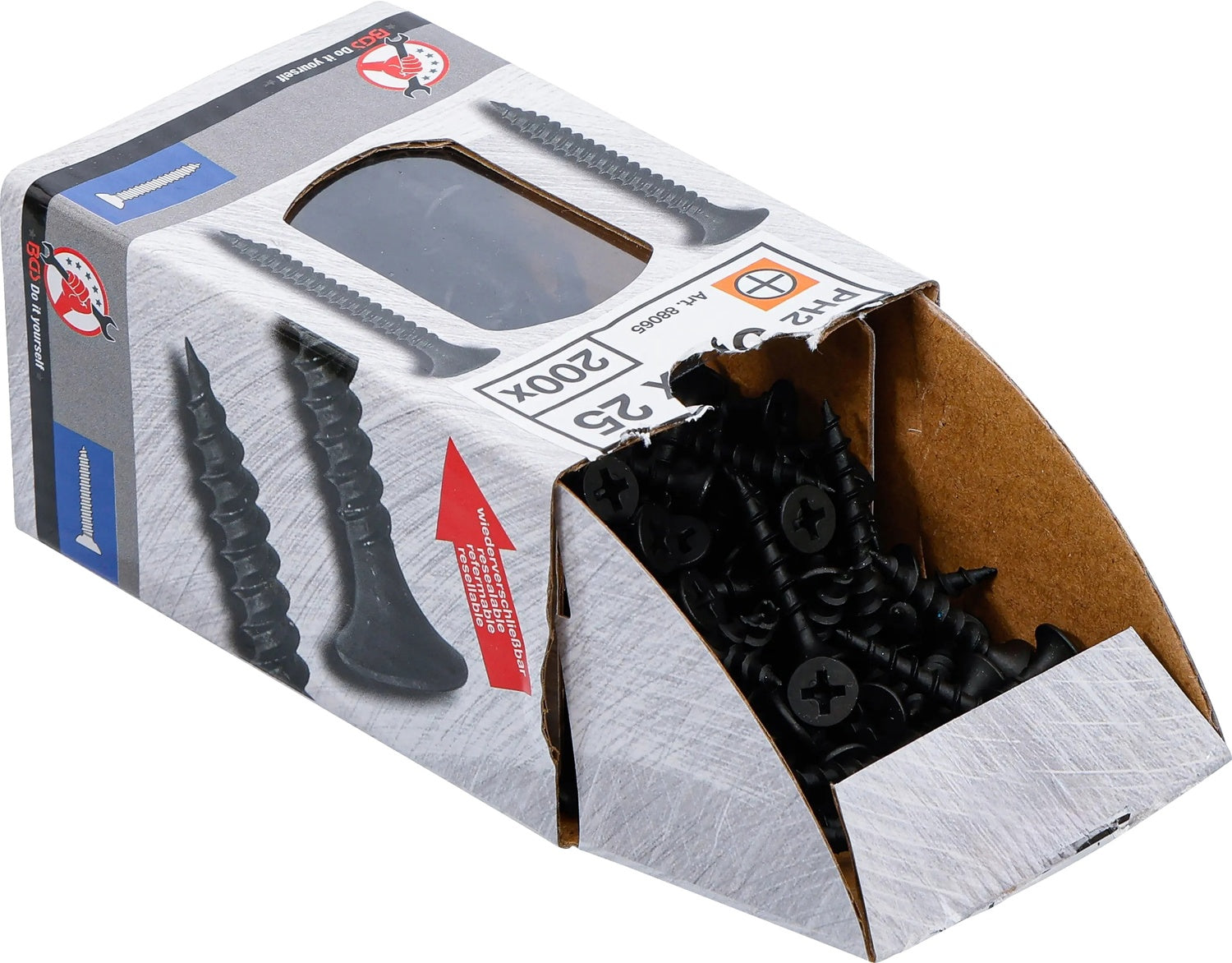 BGS DIY 88065 Schnellbauschrauben PH2 Grobgewinde 3,9 x 25mm 200 Stück