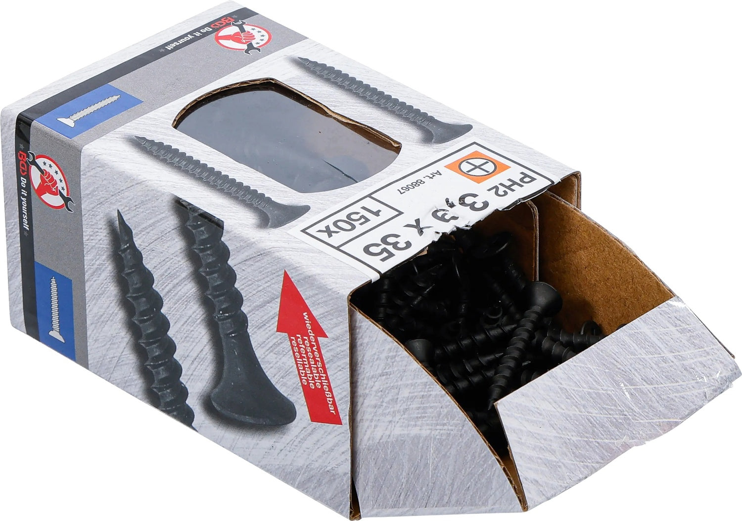 BGS DIY 88067 Schnellbauschrauben PH2 Grobgewinde 3,9 x 35mm 150 Stück