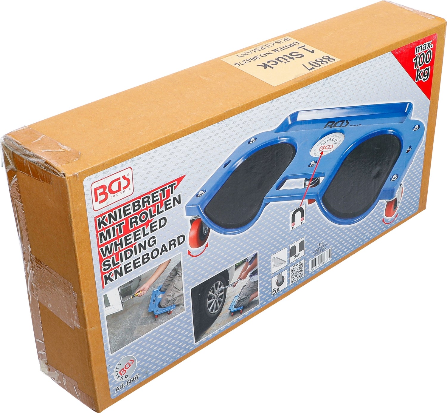 BGS 8807 Kniebrett mit Rollen Ablage und Tragegriff