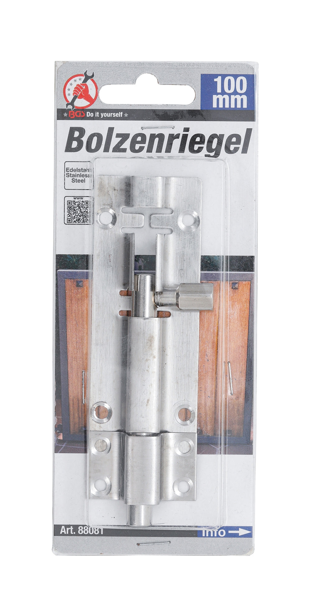 BGS DIY 88081 Bolzenriegel Edelstahl Länge 100mm