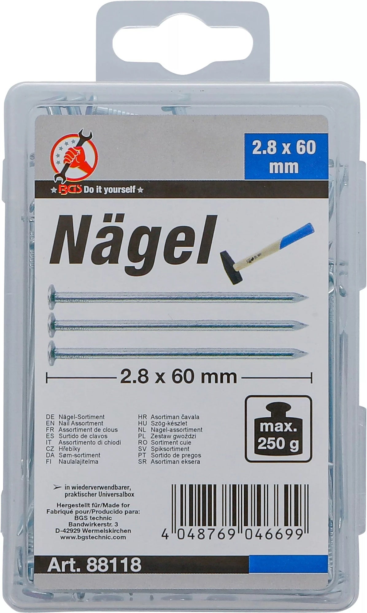 BGS DIY 88118 Sortiment Nägel 2,8 x 60mm 250g
