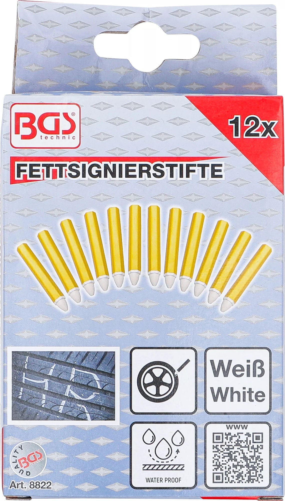 BGS 8822 Fettsignierstifte weiß zur Reifenmarkierung 12 Stück