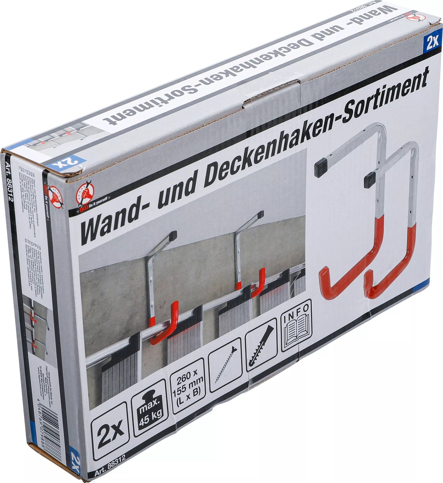 BGS DIY 88312 Wandhaken Deckenhaken Universalhaken 2 teilig