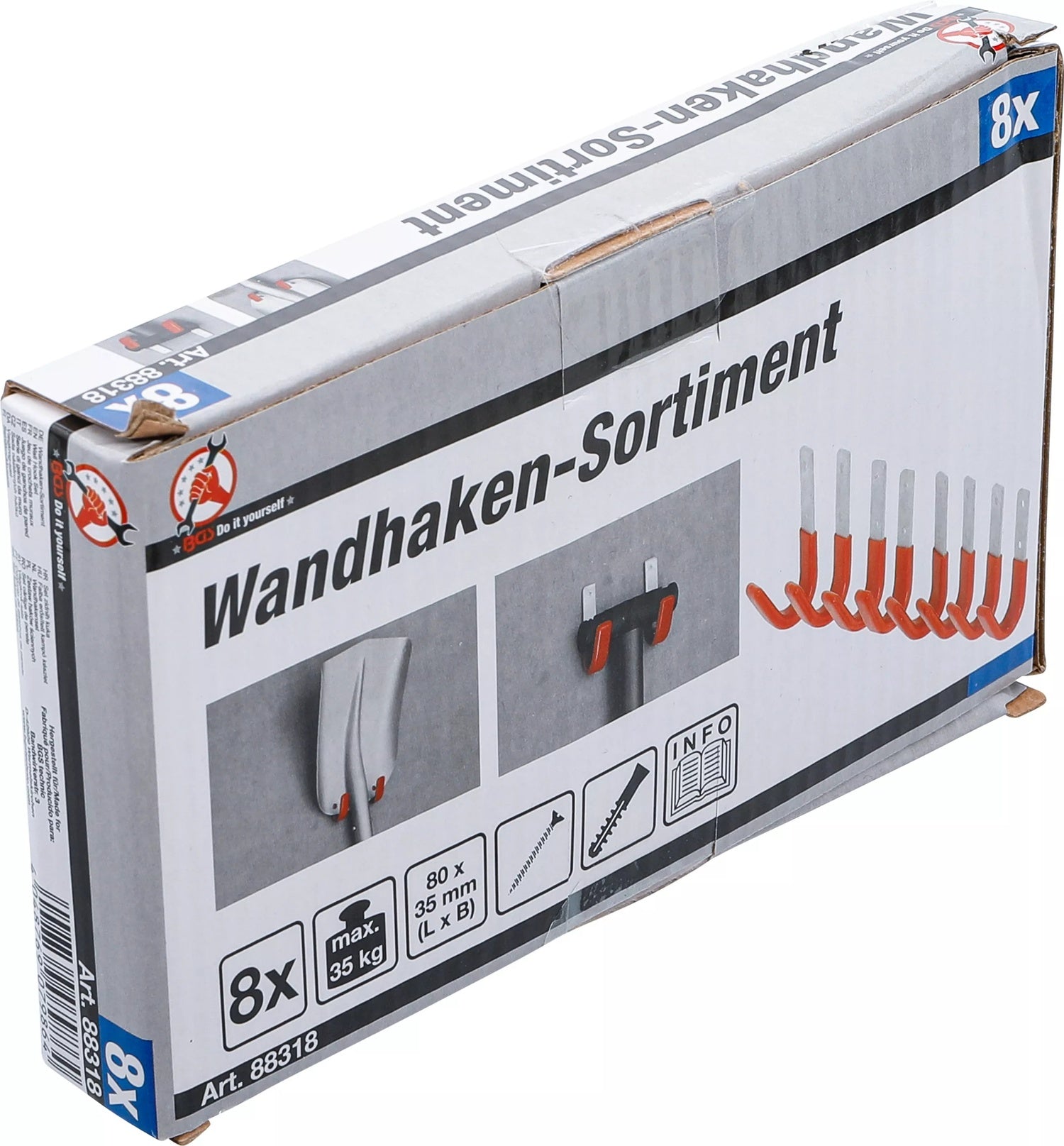BGS DIY 88318 Wandhaken Universalhaken 8 teilig
