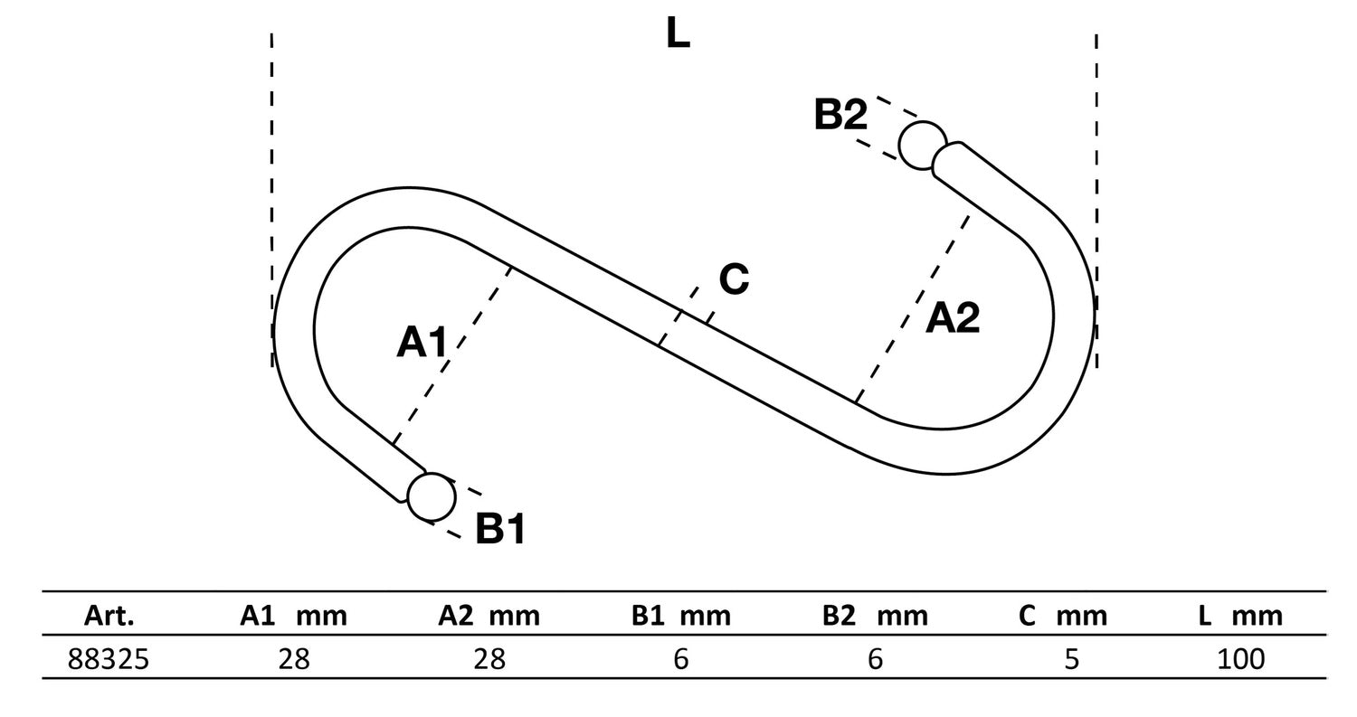 BGS DIY 88325 Satz S-Haken Fleischerhaken Metzgerhaken Länge 100mm 5 teilig Hakensatz