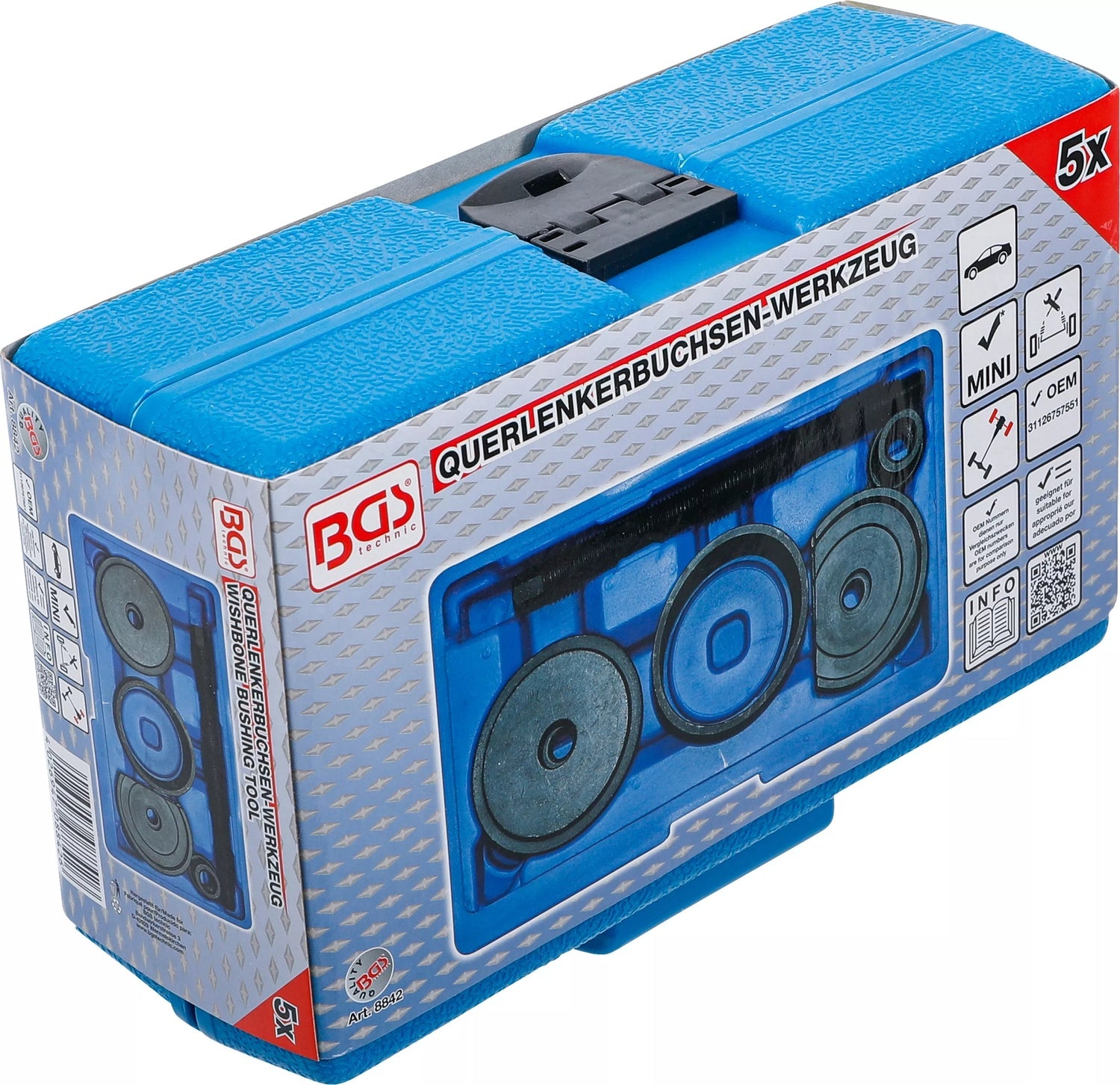 BGS 8842 Satz Werkzeug zur Demontage und Montage der vorderen Querlenkerbuchsen für Mini