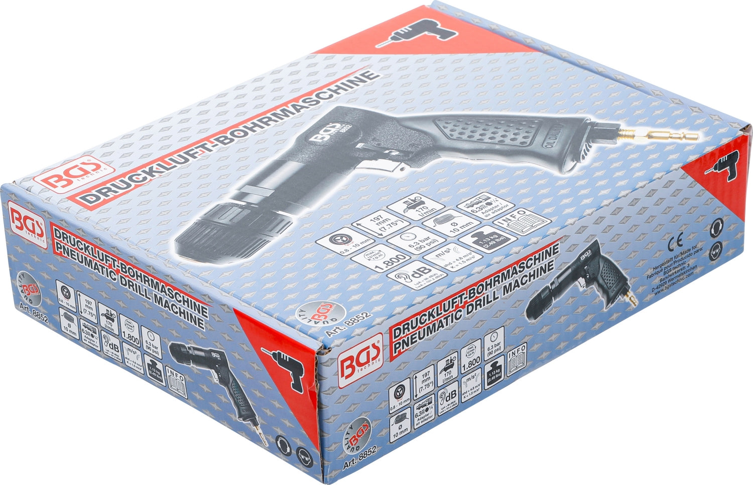 BGS 8852 Druckluft Bohrmaschine mit 10mm Schnellspann Bohrfutter