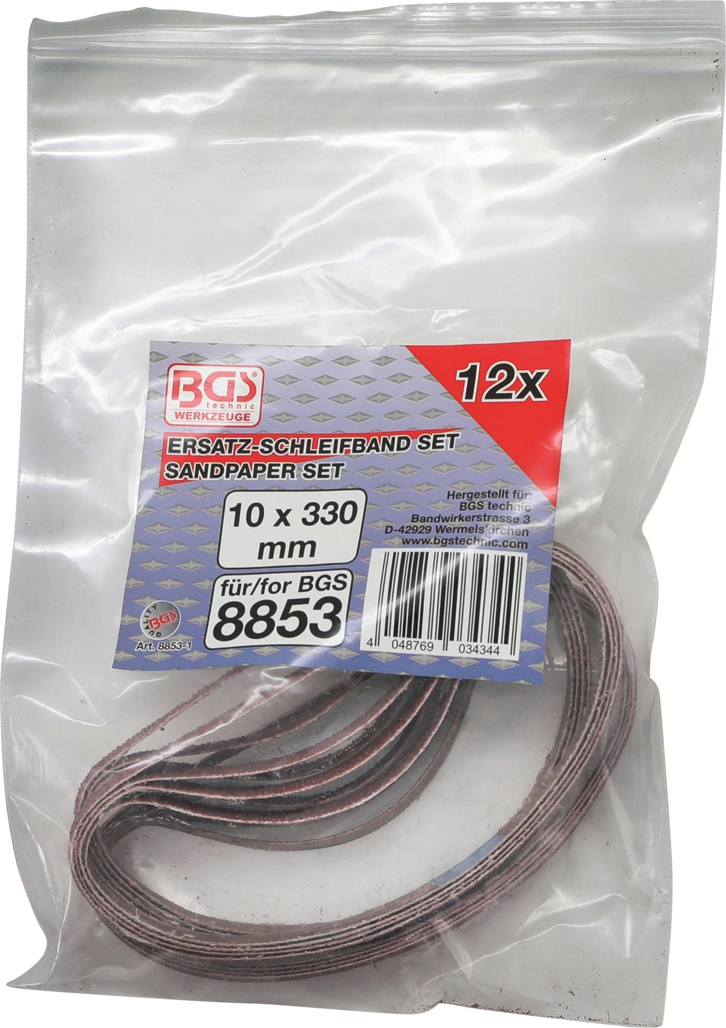BGS 8853-1 Schleifband 10mm x 330mm 12 Stück für Artikel 8853