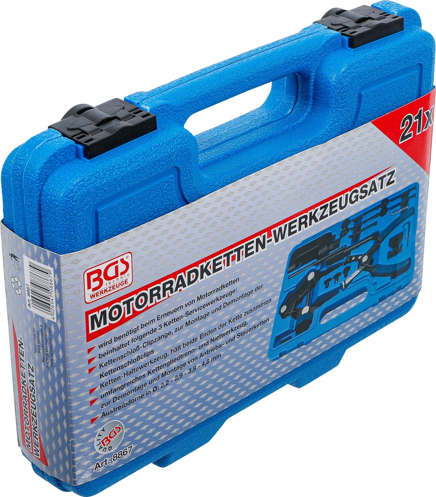 BGS 8867 Motorradketten-Werkzeug-Satz 21-teilig