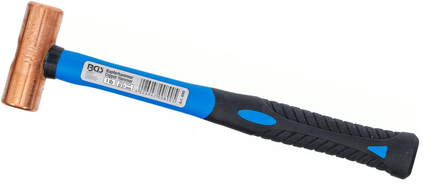 BGS 890 Kupferhammer Fiberglasstiel Kopfgewicht 454g (1lb) Ø27mm