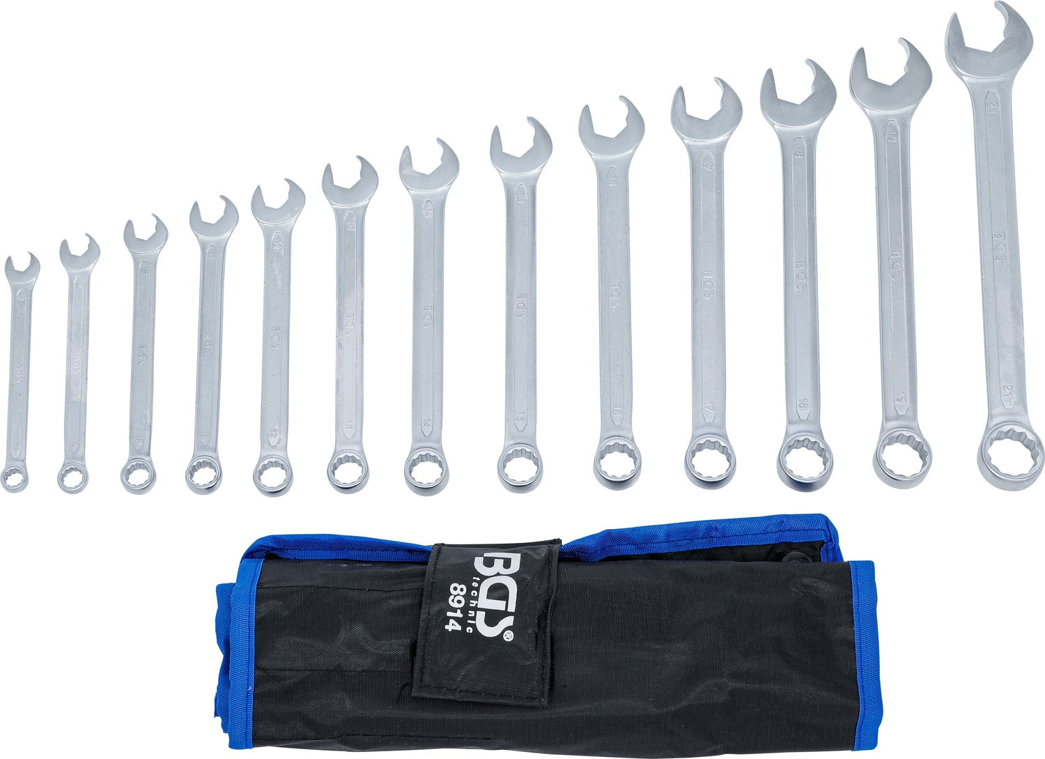 BGS 8914 Satz Ringmaulschlüssel Maulseite mit Ratschenfunktion SW 8 - 21mm metrisch13 teilig