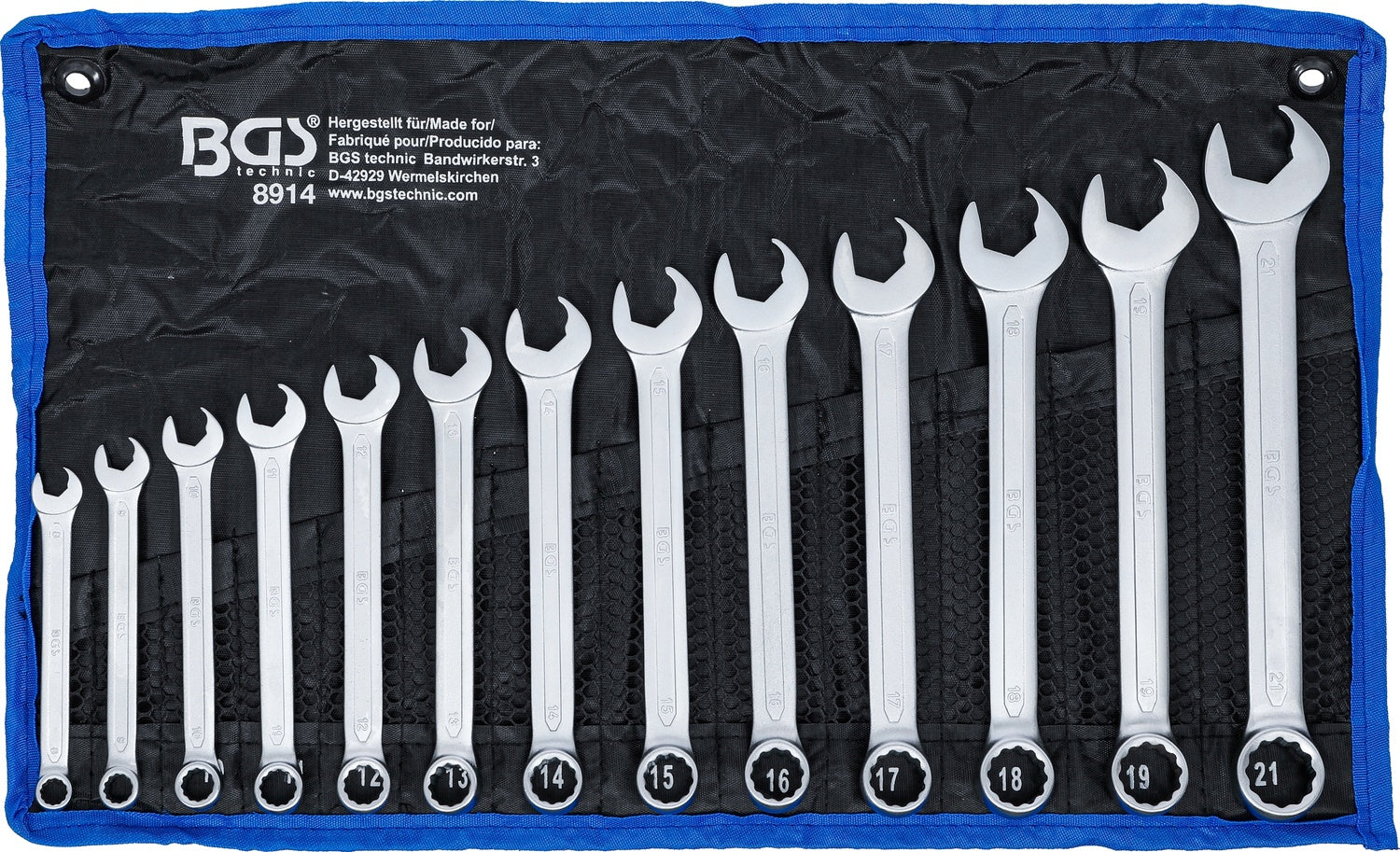 BGS 8914 Satz Ringmaulschlüssel Maulseite mit Ratschenfunktion SW 8 - 21mm metrisch13 teilig