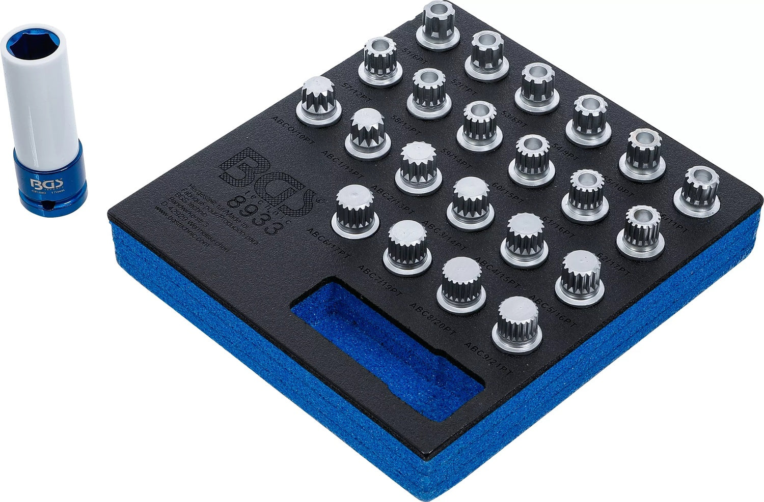 BGS 8933 Satz Werkzeug für Felgenschlösser für VAG 23 teilig Werkstattwageneinlage 1/6