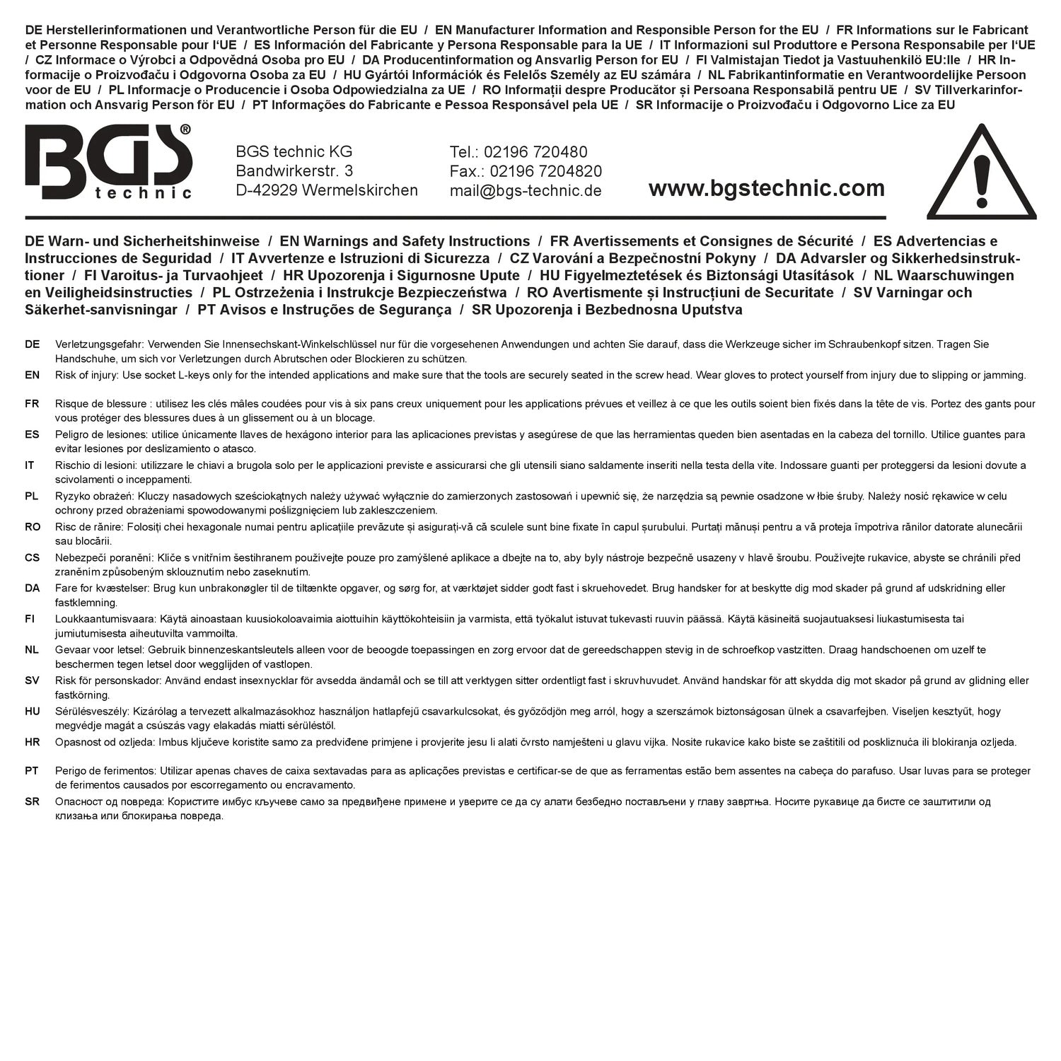 BGS DIY 90 Innensechskant und T-Profil Winkelschlüsselsatz 16 teilig