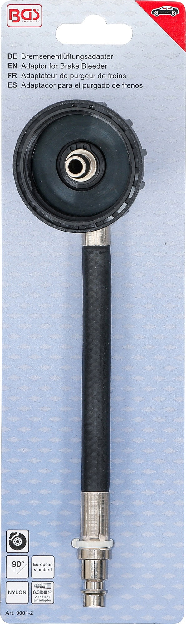 BGS 9001-2 Bremsenentlüftungsadapter Euro 20 mit beweglichem Anschlussschlauch