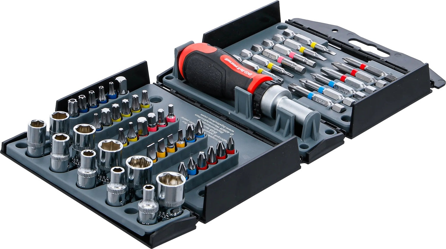 BGS DIY 90105 Satz Steckschlüsseleinsätze Biteinsätze mit Ratschen Drehgriff für Bits umschaltbar