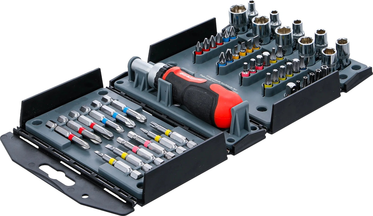 BGS DIY 90105 Satz Steckschlüsseleinsätze Biteinsätze mit Ratschen Drehgriff für Bits umschaltbar