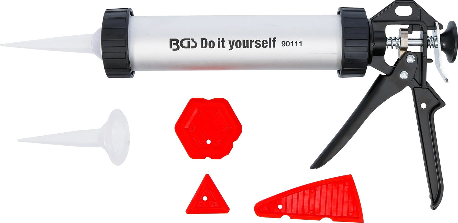 BGS DIY 90111 Alu Kartuschenpresse Kartuschenpistole mit Glätter-Satz 5 teilig