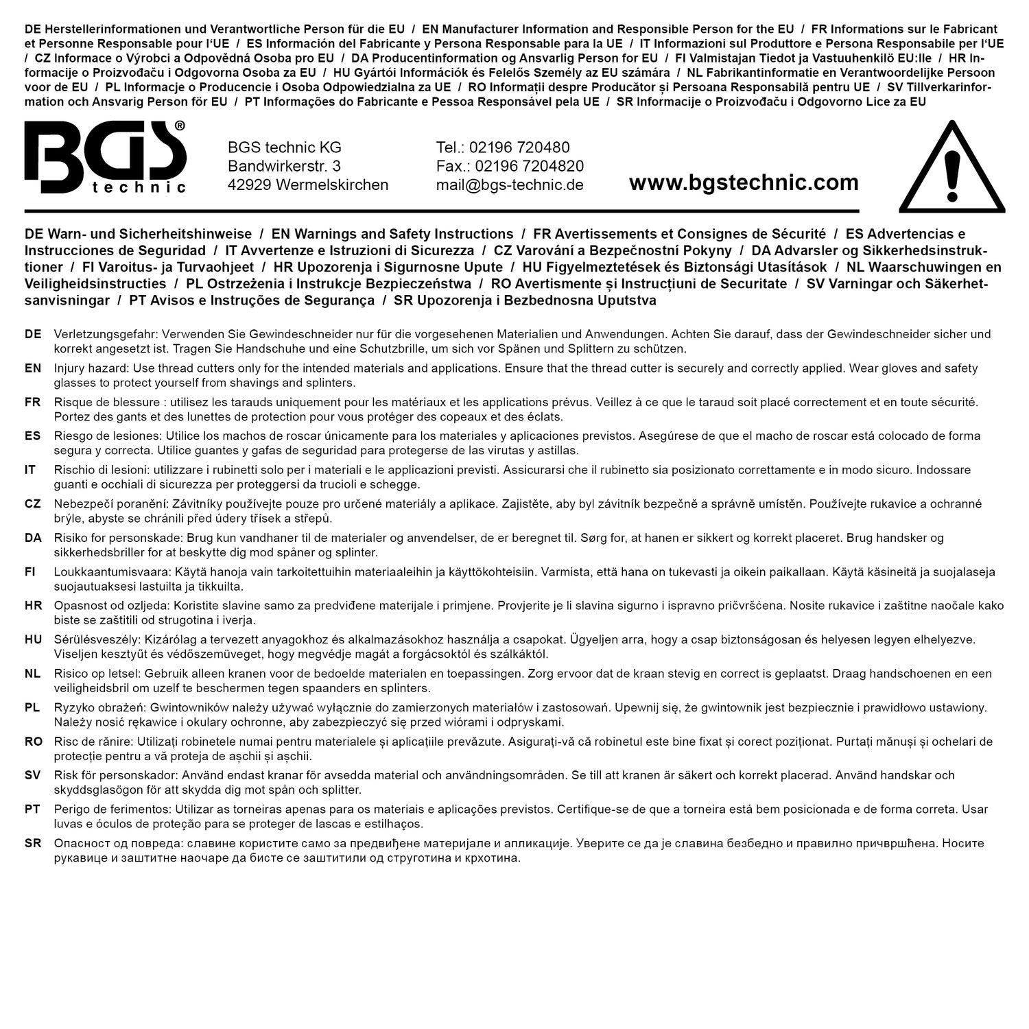 BGS 904 Gewindeschneidsatz M6 - M30 51 teilig Gewindereparatur