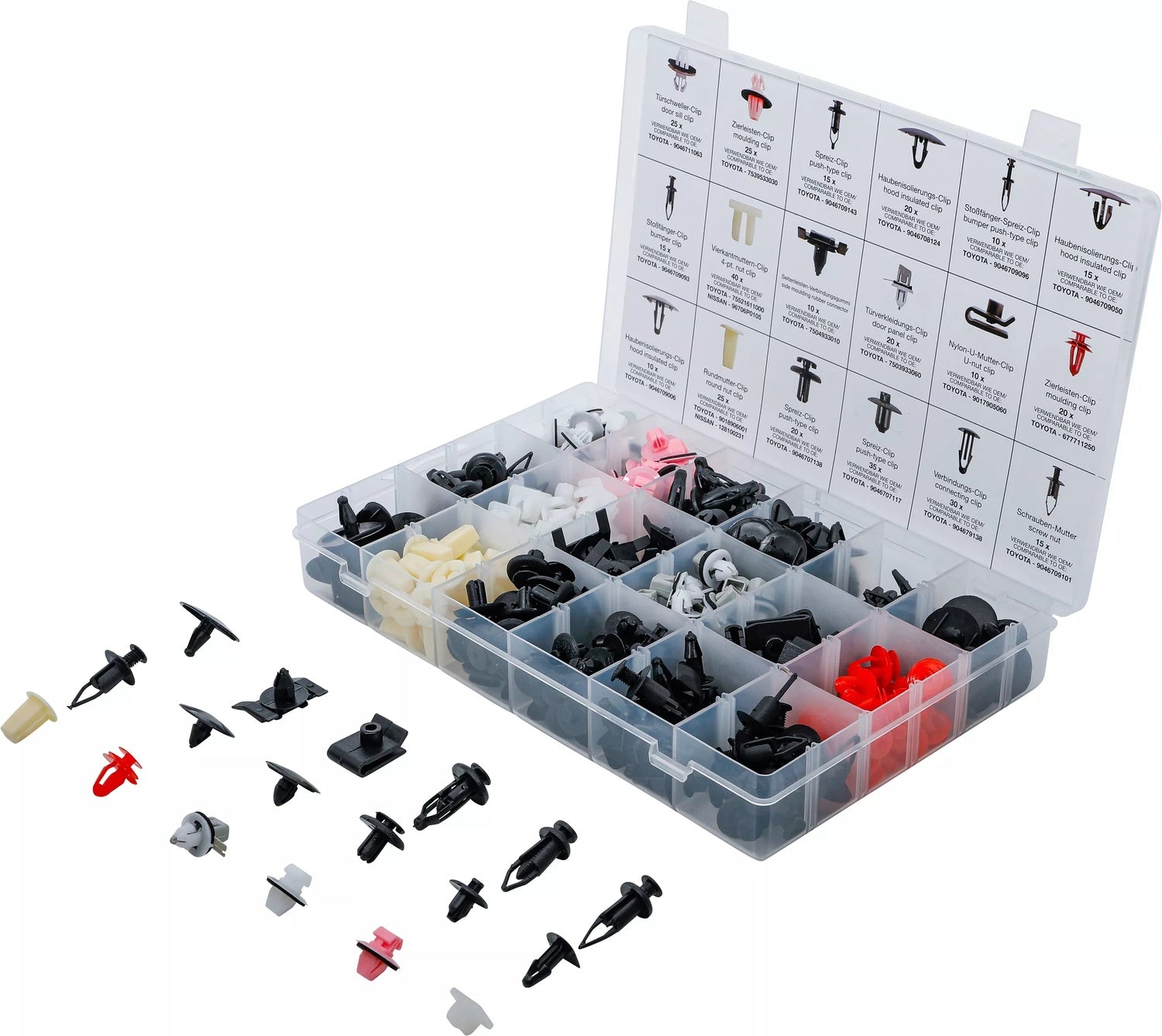 BGS 9047 Sortiment KFZ Befestigungsclips Clips für für Toyota, Lexus 360 teilig