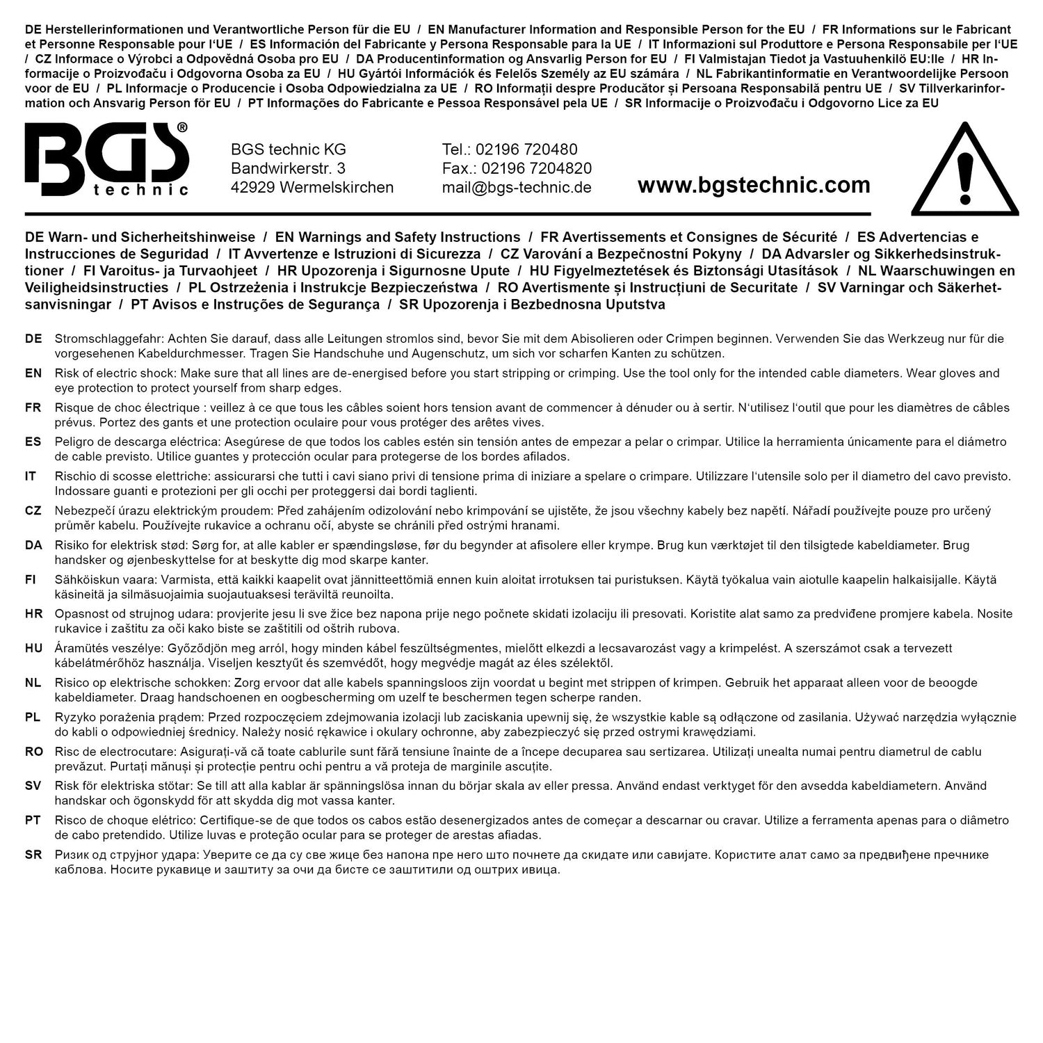 BGS 9098 Satz Crimpzangen mit 5 Paar Backen