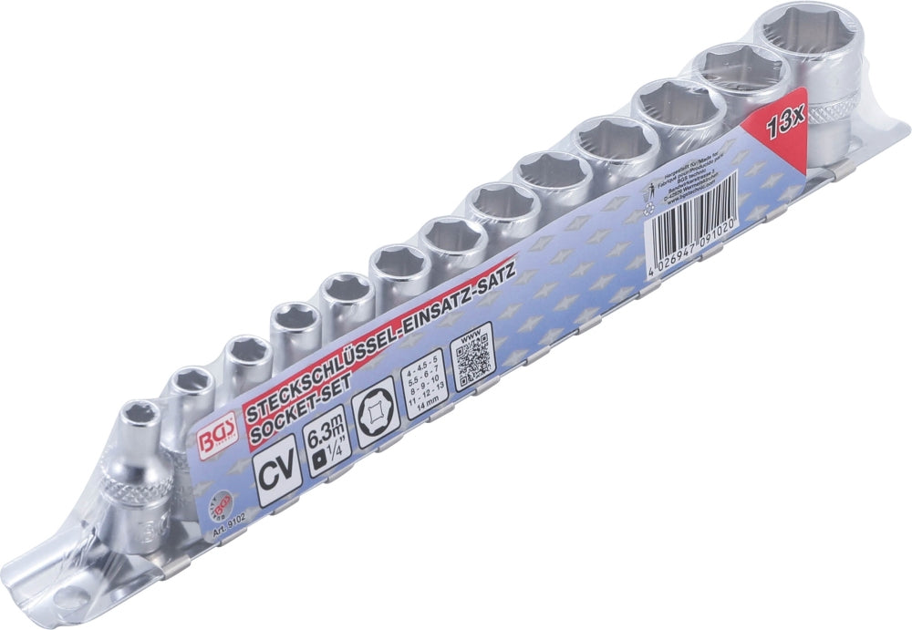 BGS 9102 Satz Steckschlüsseleinsätze Sechskant Antrieb Innenvierkant 6,3mm (1/4")