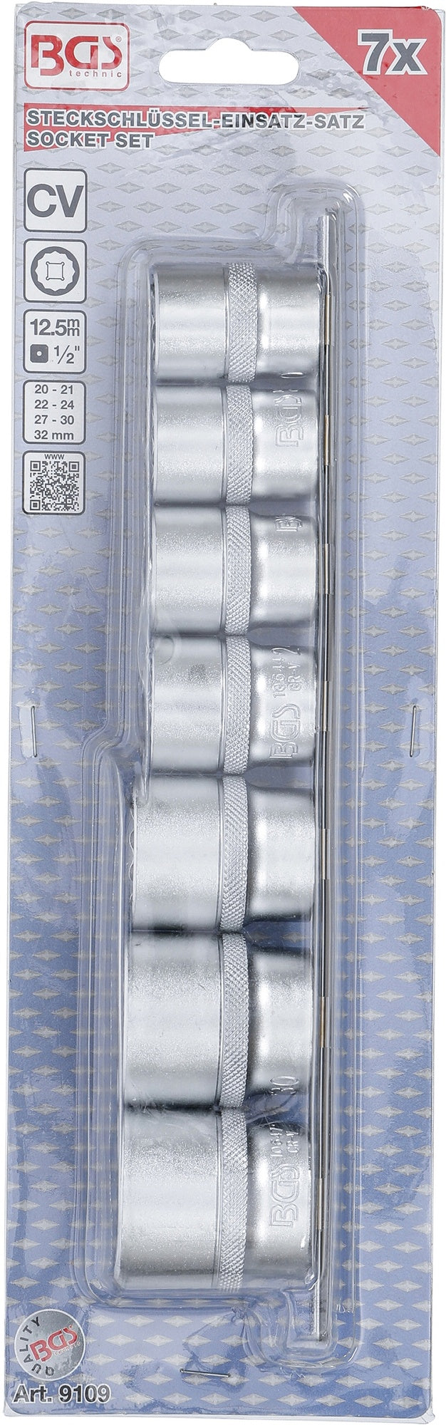 BGS 9109 Satz Steckschlüsseleinsätze Zwölfkant Antrieb Innenvierkant 12,5mm (1/2") SW 20 - 32mm