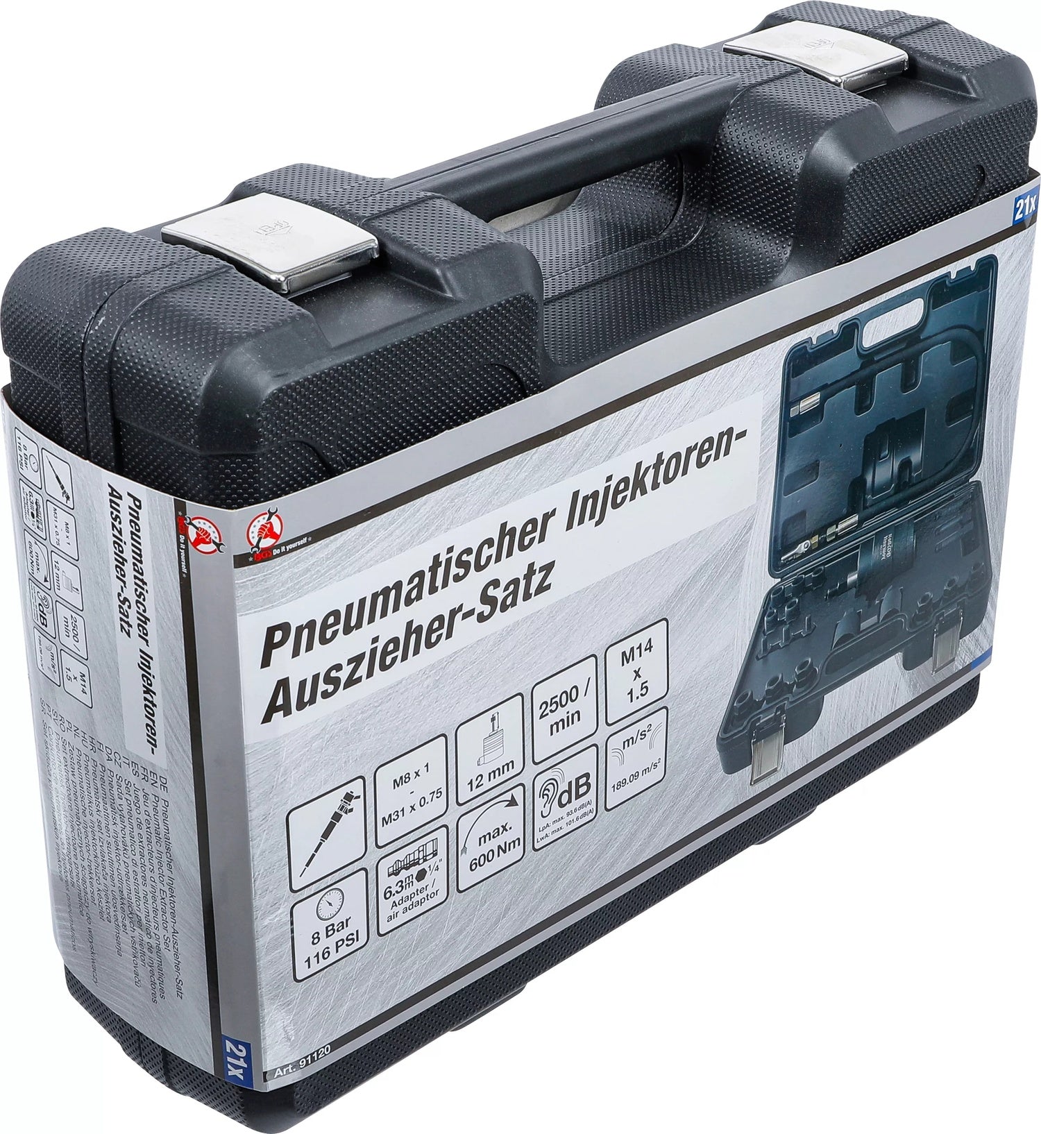 BGS DIY 91120 Satz Pneumatischer Injektoren Auszieher 21 teilig