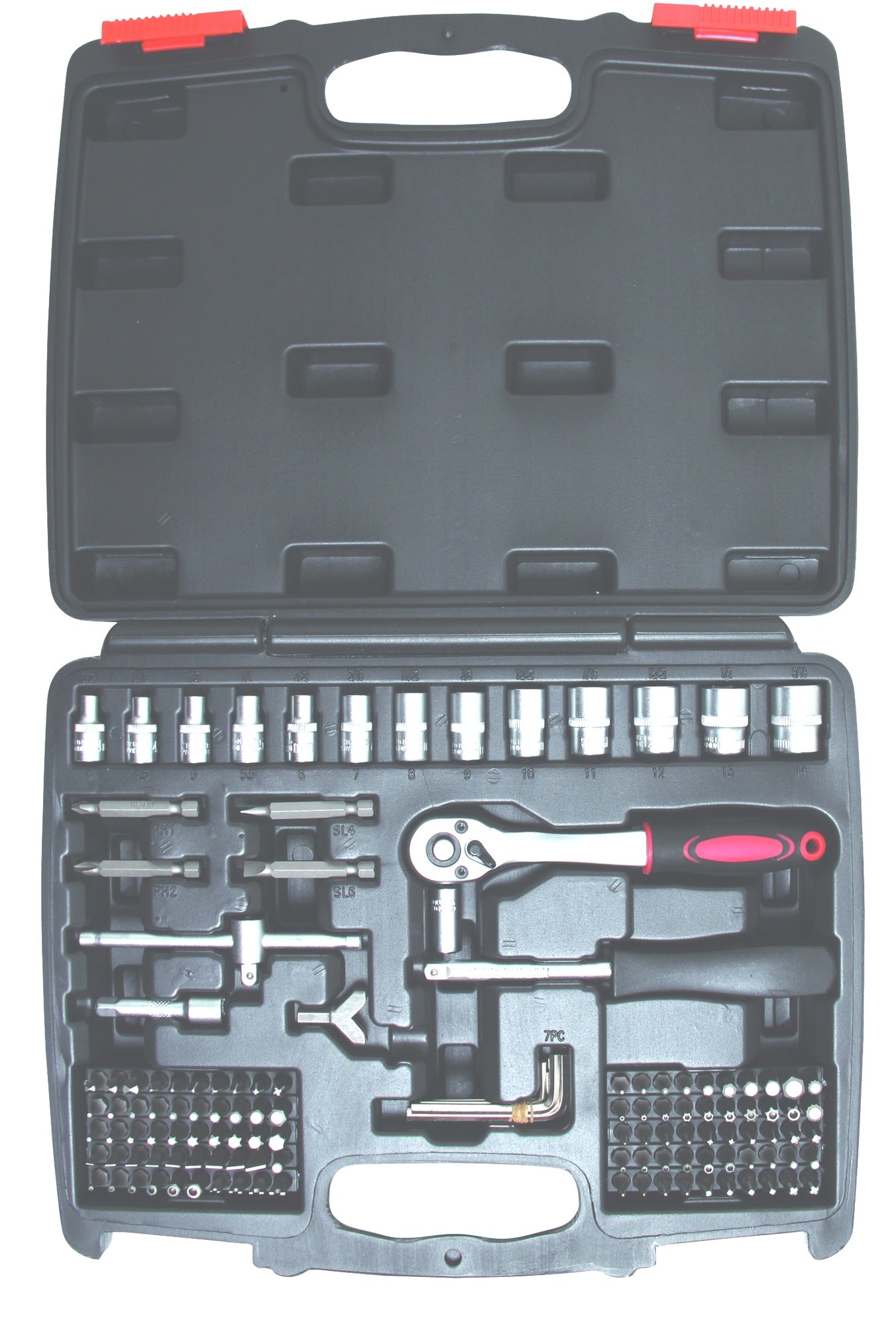 BGS DIY 9192 2 x Werkzeugkoffer mit ZOLL INCH Werkzeugen Nüssen