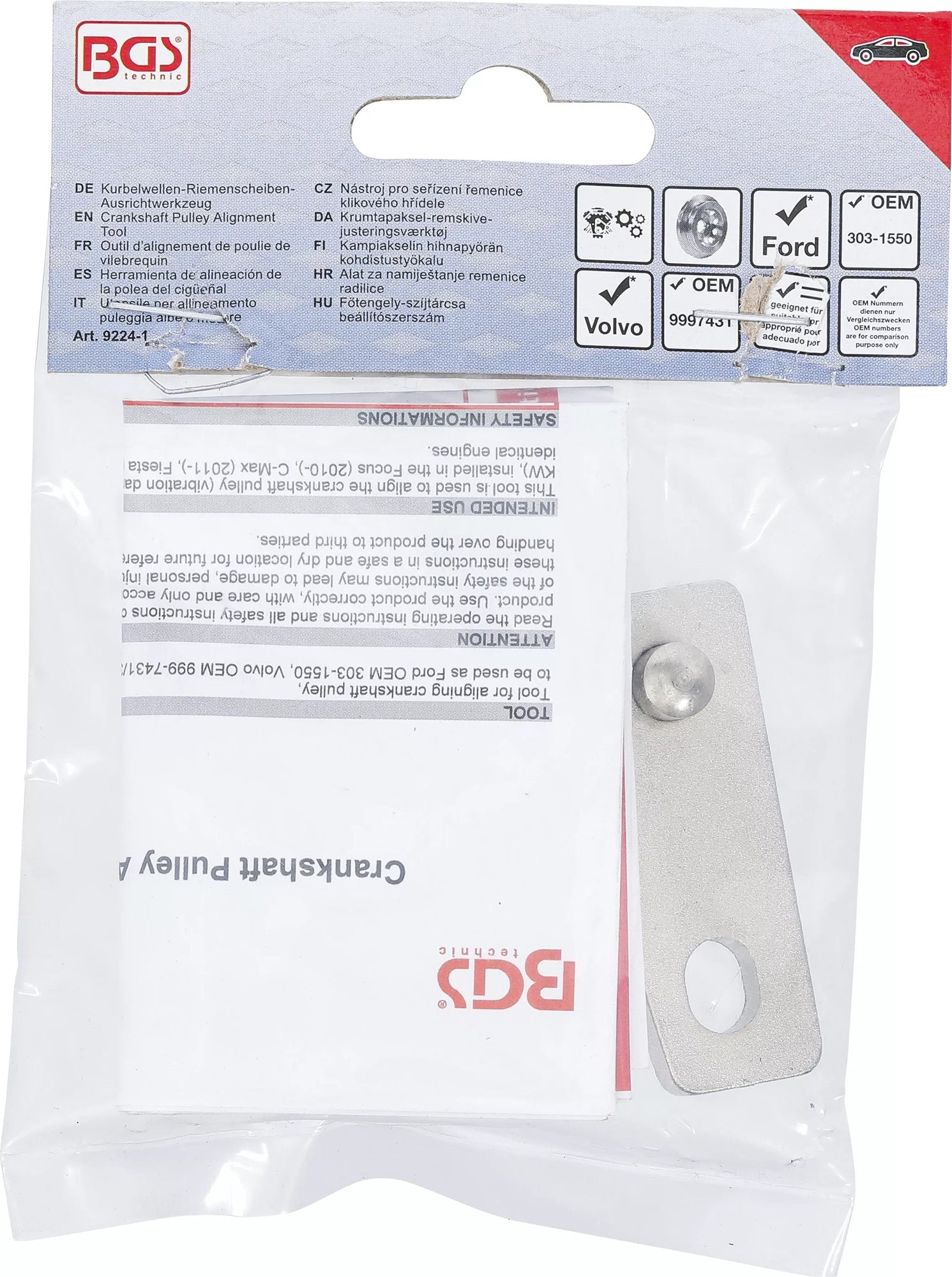 BGS 9224-1 Ausrichtwerkzeug für Kurbelwellen-Riemenscheiben Ford Volvo 1.6L