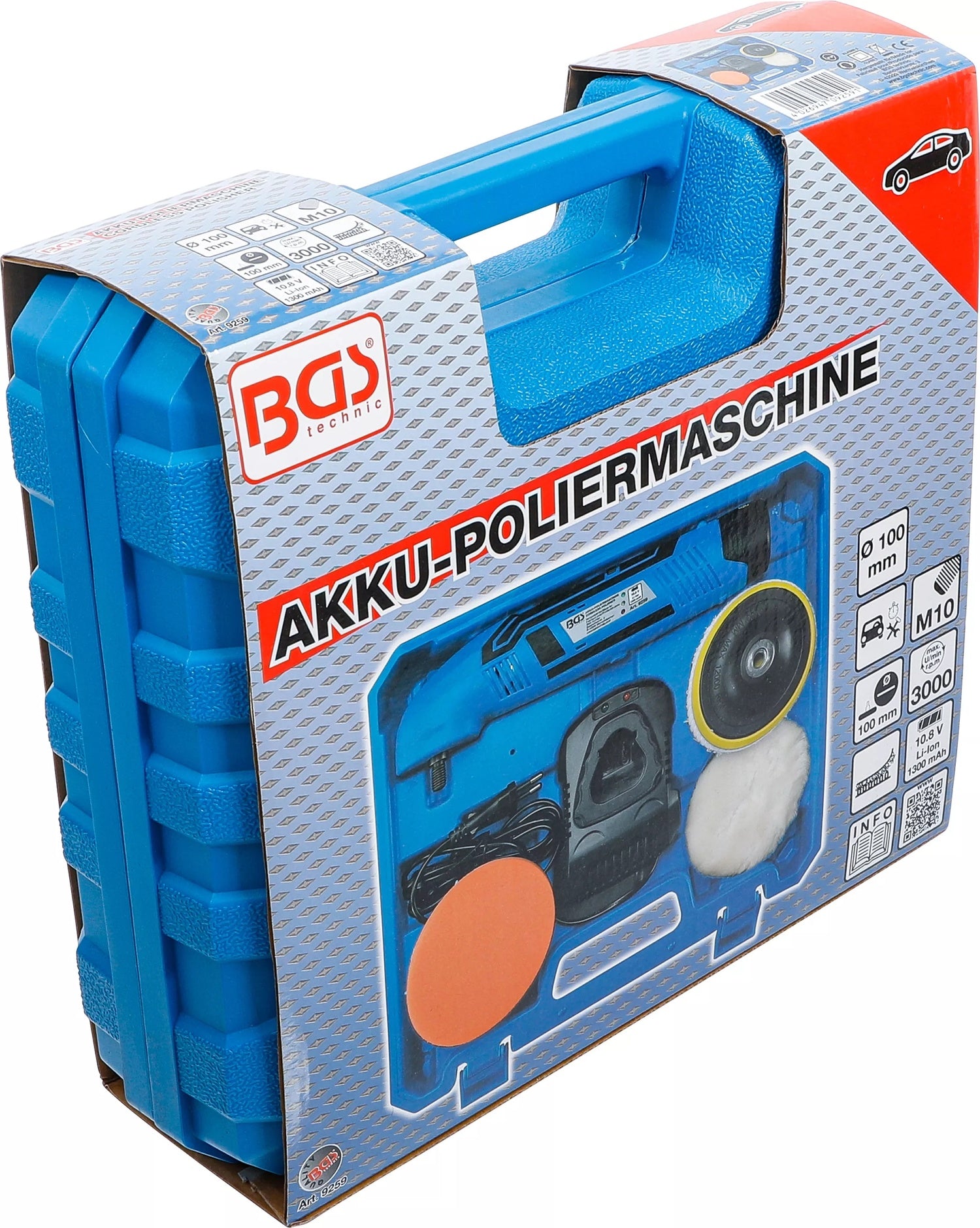 BGS 9259 Akku Poliermaschine mit Zubehör im Koffer Ø100mm 10,8 V Li-