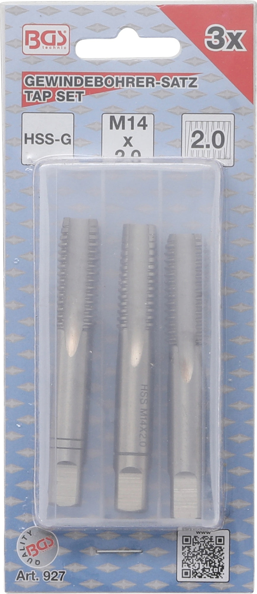 BGS 927 Satz Gewindebohrer Vor-, Mittel- und Fertigschneider M14 x 2,0 3-teilig