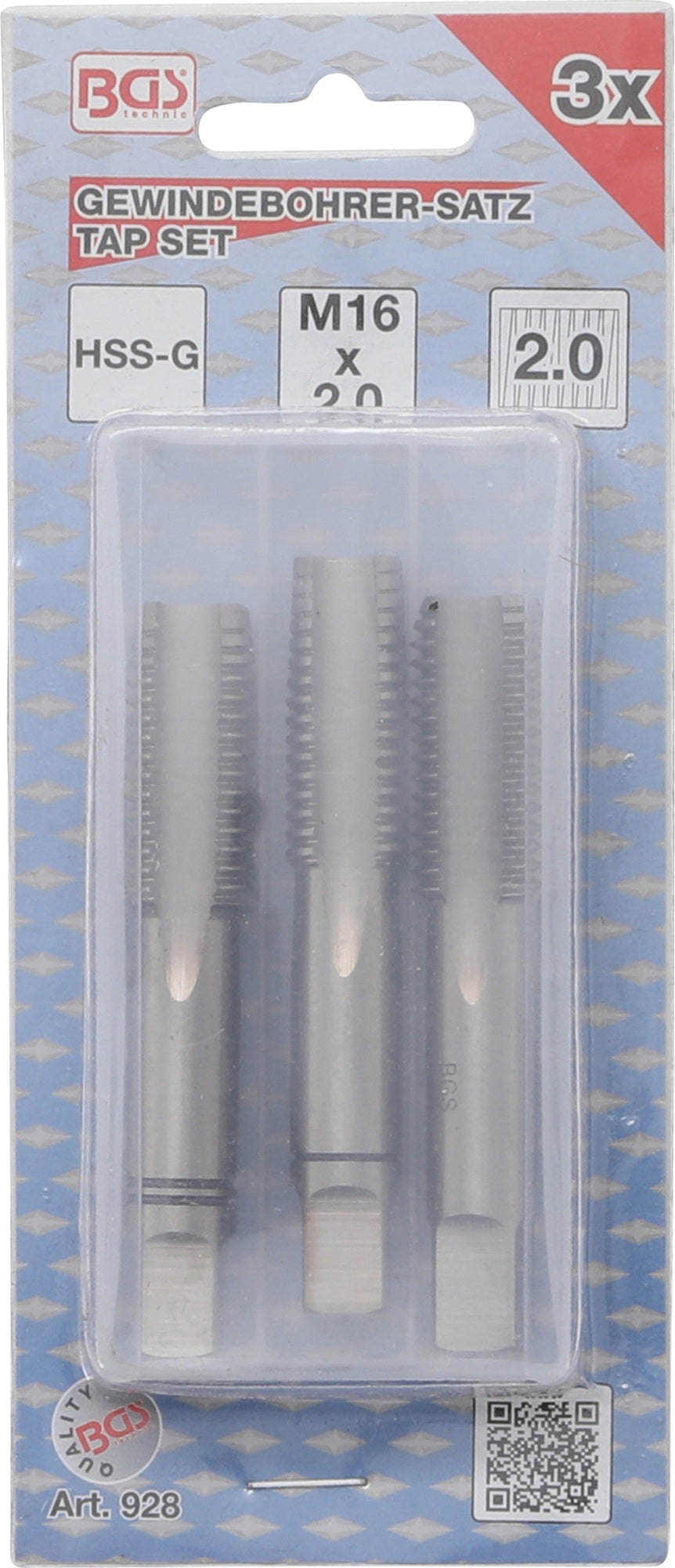 BGS 928 Satz Gewindebohrer Vor-, Mittel- und Fertigschneider M16 x 2,0 3-teilig